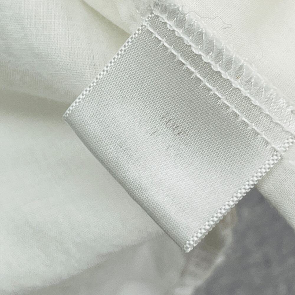 EILEEN FISHER Top M Organic Cotton Voile Smocked Button Up Long Sleeve White - Picture 10 of 13